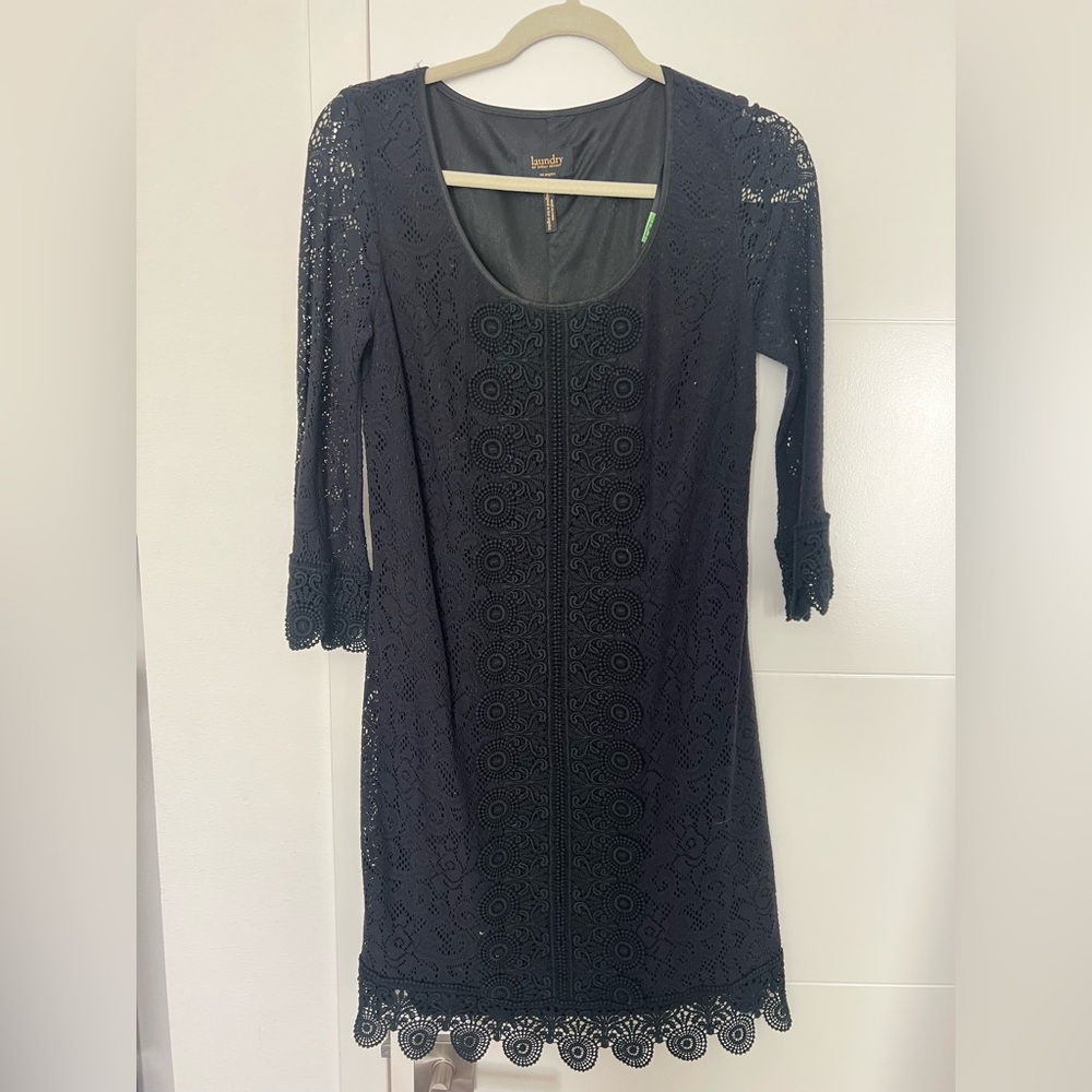 LAUNDRY by Shelli Segal Black long sleeve dress; Size 8 (Worn twice only)
